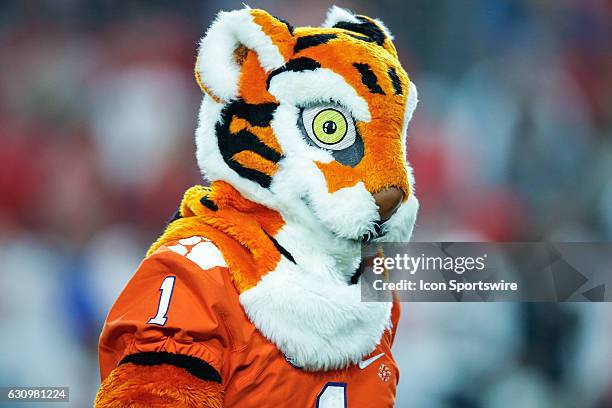 The Clemson Tigers mascot during the Playstation Fiesta Bowl college football game between the Ohio State Buckeyes and the Clemson Tigers on December...