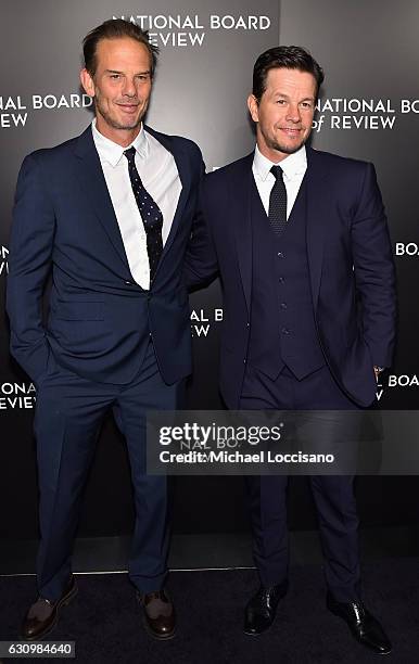 Screenwriter and Director Peter Berg and Mark Wahlberg attend the 2016 National Board of Review Gala at Cipriani 42nd Street on January 4, 2017 in...