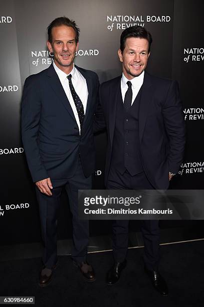 Screenwriter and Director Peter Berg and Mark Wahlberg attend the 2016 National Board of Review Gala at Cipriani 42nd Street on January 4, 2017 in...