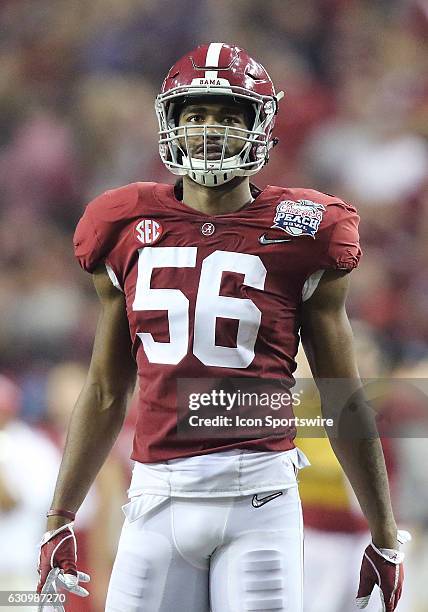 Alabama Crimson Tide linebacker Tim Williams looks over the defense during the 2016 Chick-fil-A Peach Bowl between the Alabama Crimson Tide and...