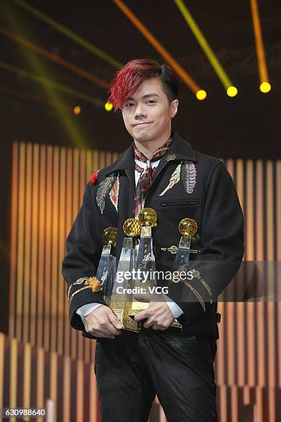 Singer Hins Cheung attends the 39th RTHK Top 10 Chinese Gold Songs Awards on January 4, 2017 in Hong Kong, China.