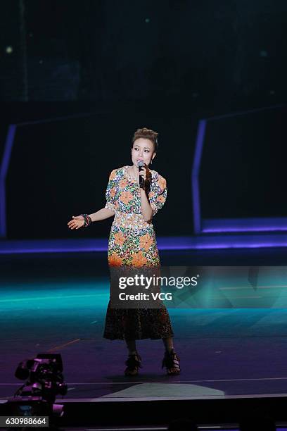 Singer Joey Yung attends the 39th RTHK Top 10 Chinese Gold Songs Awards on January 4, 2017 in Hong Kong, China.