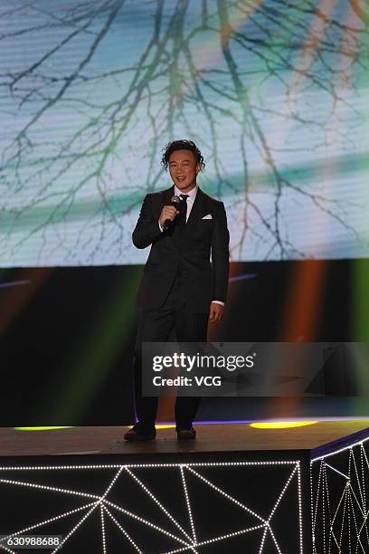 Singer Eason Chan attends the 39th RTHK Top 10 Chinese Gold Songs Awards on January 4, 2017 in Hong Kong, China.