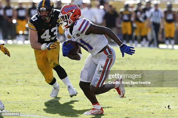 Florida Gators wide receiver Antonio Callaway in action during the 2017 Outback Bowl between the Florida Gators and Iowa Hawkeyes on January 2 at...