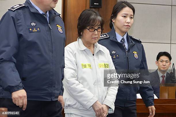 Choi Soon-sil, the jailed confidante of disgraced South Korean President Park Geun-Hye, appears for her first trial at the Seoul Central District...