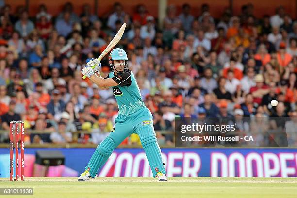 Chris Lynn of the Heat bats during the Big Bash League match between the Perth Scorchers and the Brisbane Heat at WACA on January 5, 2017 in Perth,...