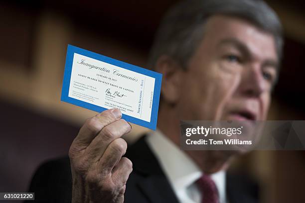 Sen. Roy Blunt, R-Mo., Chairman of the Joint Congressional Committee on Inaugural Ceremonies, holds a news conference in the Capitol to reveal...