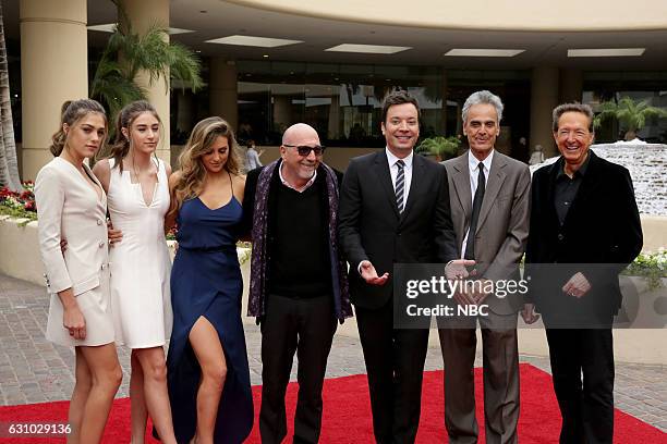 Pictured: Miss Golden Globe 2017 Sistine Rose Stallone, Scarlet Rose Stallone, and Sophia Rose Stallone, President of the Hollywood Foreign Press...