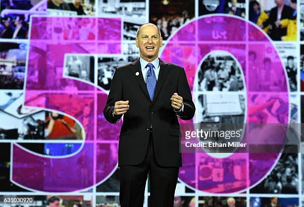 President and CEO of the Consumer Technology Association Gary Shapiro delivers a keynote address at CES 2017 at The Venetian Las Vegas on January 5,...