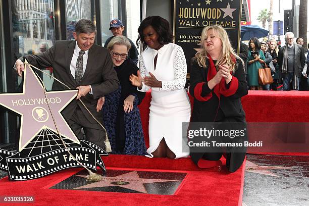 Leron Gubler, Meryl Streep, Viola Davis and Fariba Kalantari attend a ceremony honoring actress Viola Davis with star on the Hollywood Walk of Fame...