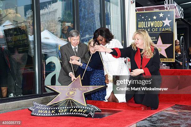 Leron Gubler, Meryl Streep, Viola Davis and Fariba Kalantari attend a ceremony honoring Viola Davis with star on the Hollywood Walk of Fame on...