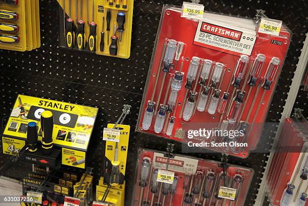 Craftsman tools are offered for sale alongside Stanley tools at a Sears store on January 5, 2017 in Oak Park, Illinois. Sears announced it was...