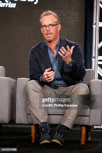 Host Joe Buck of AT&T's Original Series 'Undeniable with Joe Buck' speaks onstage during AT&T AUDIENCE Network Presents at 2017 Winter TCA at Langham...