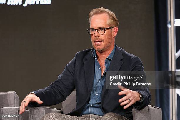 Host Joe Buck of AT&T's Original Series 'Undeniable with Joe Buck' speaks onstage during AT&T AUDIENCE Network Presents at 2017 Winter TCA at Langham...