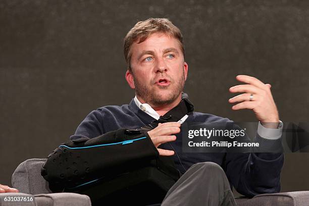 Executive producer Peter Billingsley of AT&T's Original Series 'Undeniable with Joe Buck' and 'Fear with Tim Ferriss speaks onstage during AT&T...