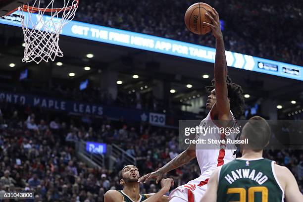 Toronto Raptors center Lucas Nogueira goes up for a dunk as the Toronto Raptors beat the Utah Jazz 101-93 at Air Canada Centre in Toronto. January 5,...