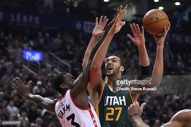 Utah Jazz center Rudy Gobert puts up a shot as the Toronto Raptors beat the Utah Jazz 101-93 at Air Canada Centre in Toronto. January 5, 2017.
