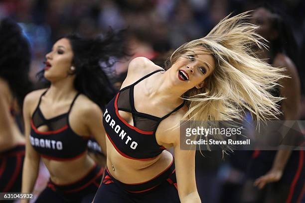 The Dance Pak hair flips as the Toronto Raptors beat the Utah Jazz 101-93 at Air Canada Centre in Toronto. January 5, 2017.