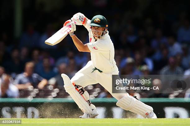 David Warner of Australia bats during day four of the Third Test match between Australia and Pakistan at Sydney Cricket Ground on January 6, 2017 in...