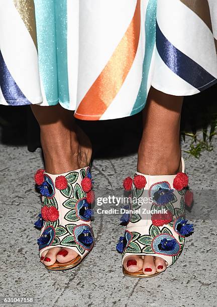 Veronica Webb, shoe detail, attends the Kiehl's Pure Vitality Launch Party at Bleecker Event Hall on January 5, 2017 in New York City.