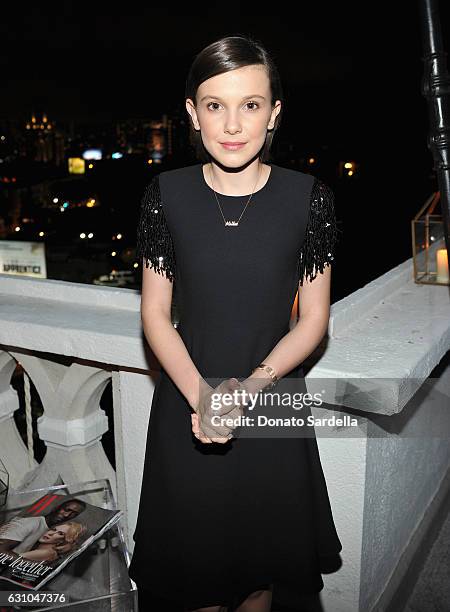 Actress Millie Bobby Brown attends W Magazine Celebrates the Best Performances Portfolio and the Golden Globes with Audi and Moet & Chandon at...