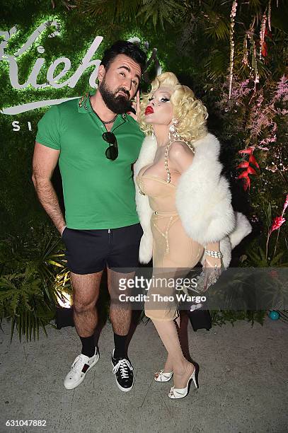 Chris Salgardo and Amanda Lepore attend Kiehl's My Vitality Party at Bleecker Event Hall on January 5, 2017 in New York City.