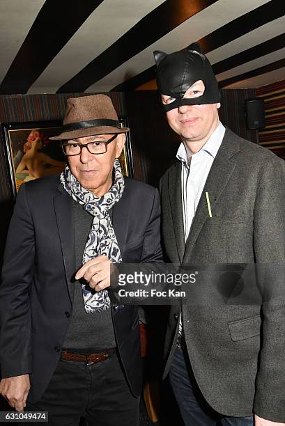 Chacha Club owner Hamoudi and Louis de Causans attend the "Nuit Bruce Nauman" screening party and performance of Amelie Pironneau at la Galerie du...