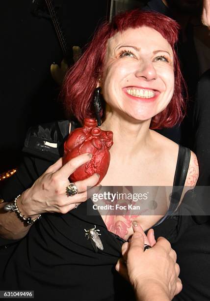 Guest attends the "Nuit Bruce Nauman" screening party and performance of Amelie Pironneau at la Galerie du Chacha on January 5, 2017 in Paris, France.