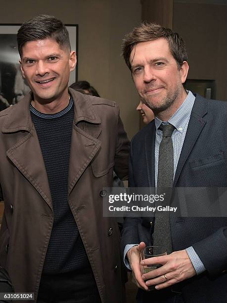 Writer Will McCormack and actor Ed Helms attend a reception to honor ZOOTOPIA screenwriters Jared Bush and Phil Johnston at Cavatina at Sunset...