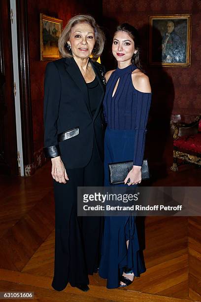 Farah Pahlavi and her granddaughter Noor Pahlavi attend Stephane Bern's Foundation for "L'Histoire et le Patrimoine - Institut de France" delivers...