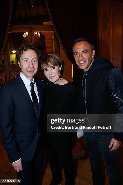 Founder Stephane Bern, Yaguel Didier and Nikos Aliagas attend Stephane Bern's Foundation for "L'Histoire et le Patrimoine - Institut de France"...