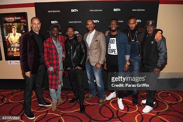 Jesse Collins, Elijah Kelley, Algee Smith, Ronnie Devoe, Woody McClain, Keith Powers, and Brooke Payne attend BET's Atlanta screening of "The New...