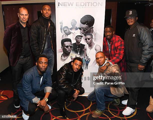 Jesse Collins, Keith Powers, Woody McClain, Algee Smith, Ronnie Devoe, Elijah Kelley and Brook Payne attend BET's Atlanta screening of "The New...