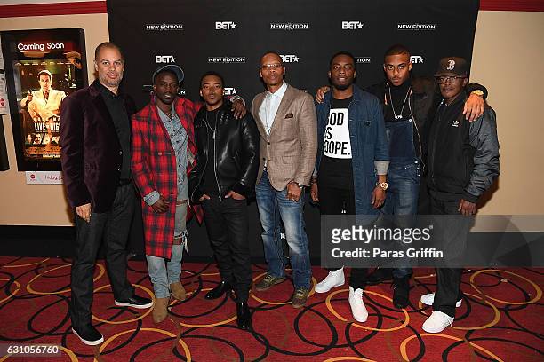 Jesse Collins, Elijah Kelley, Algee Smith, Ronnie Devoe, Woody McClain, Keith Powers, and Brooke Payne attend BET's Atlanta screening of "The New...