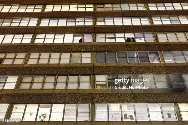 General view of Apollo House, an empty office block in Central Dublin that was taken over before Christmas by activists of the Home Sweet Home...