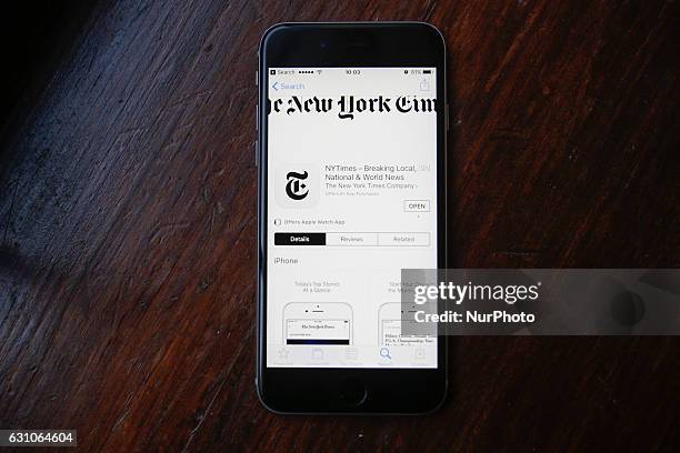 The online version of the New York Times in Chinese language is seen on a mobile phone in Bydgoszcz, Poland on 7 January, 2017.