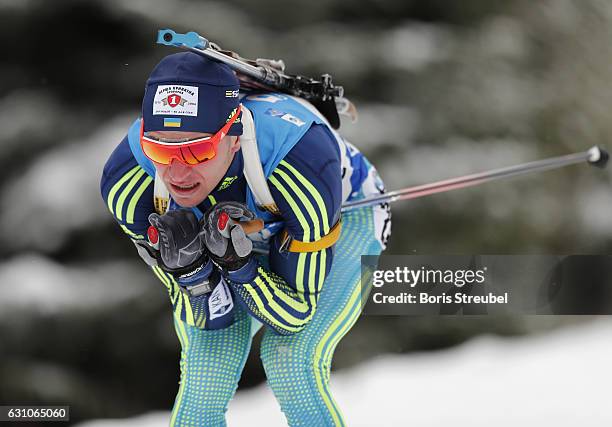 Sergey Semenov of Ukraine competes during the 10 km men's Sprint on January 5, 2017 in Oberhof, Germany.
