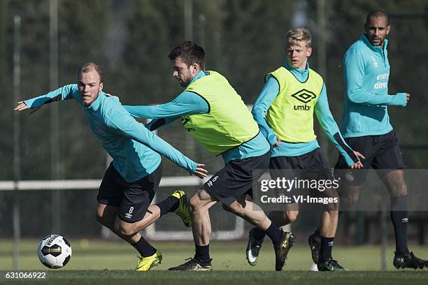 Jorrit Hendrix of PSV, Davy Propper of PSV, Oleksandr Zinchenko of PSV, Simon Poulsen of PSVduring the training camp of PSV Eindhoven on January 6,...