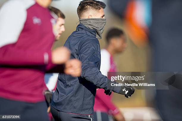 Ashley Westwood of Aston Villa in action during a Aston Villa training session at the club's training ground at Bodymoor Heath on January 06, 2017 in...