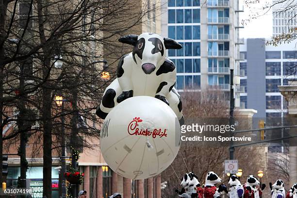 The Chick-fil-a float at the Peach Bowl Parade before the College Football Playoff Semifinal at the Chick-fil-A Peach Bowl between the Washington...