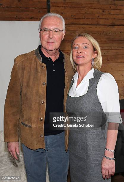 Franz Beckenbauer and his wife Heidi Beckenbauer during the Neujahrs-Karpfenessen at Hotel Kitzhof on January 6, 2017 in Kitzbuehel, Austria.