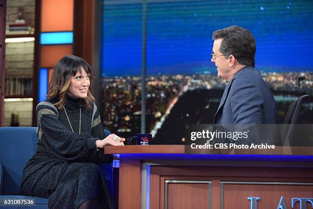 The Late Show with Stephen Colbert and guest Jen Kirkman during
