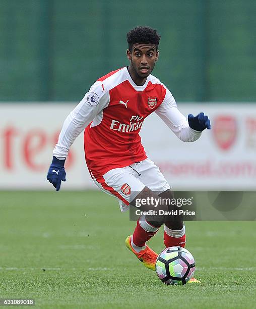 Gedion Zelalem of Arsenal during the match between Arsenal U23 and Derby County U23 at London Colney on January 6, 2017 in St Albans, England.