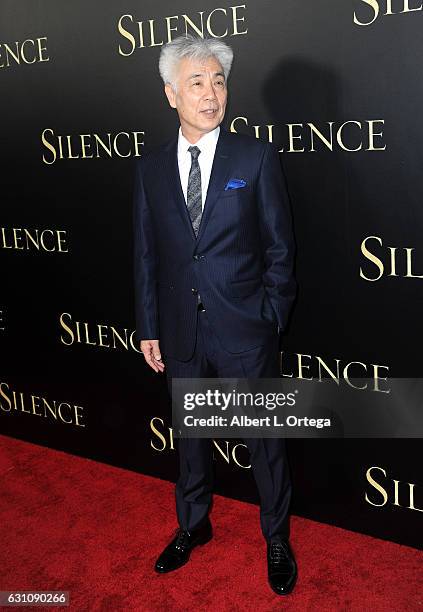 Actor Issey Ogata arrives for the Premiere Of Paramount Pictures' "Silence" held at Directors Guild Of America on January 5, 2017 in Los Angeles,...