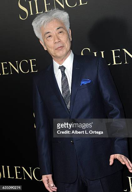 Actor Issey Ogata arrives for the Premiere Of Paramount Pictures' "Silence" held at Directors Guild Of America on January 5, 2017 in Los Angeles,...