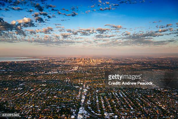 city of melbourne and suburbs aerial photo - melbourne australia stock pictures, royalty-free photos & images