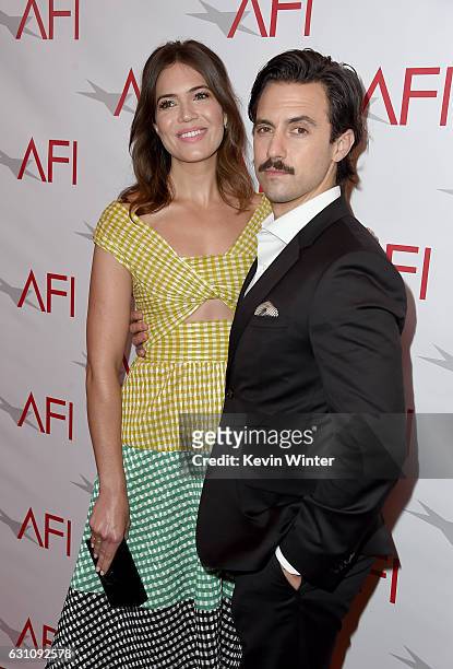 Actors Mandy Moore and Milo Ventimiglia attend the 17th annual AFI Awards at Four Seasons Los Angeles at Beverly Hills on January 6, 2017 in Los...