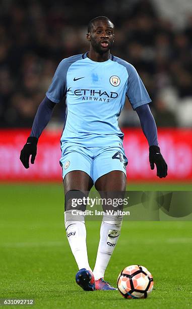 Yaya Toure of Manchester City in action during The Emirates FA Cup Third Round match between West Ham United and Manchester City at London Stadium on...