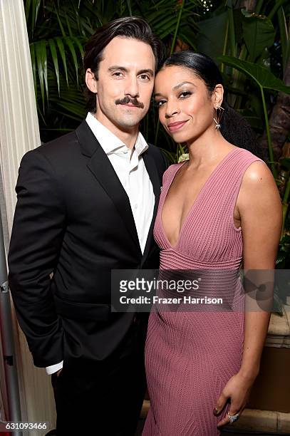 Actors Milo Ventimiglia and Susan Kelechi Watson attend the 17th annual AFI Awards at Four Seasons Los Angeles at Beverly Hills on January 6, 2017 in...