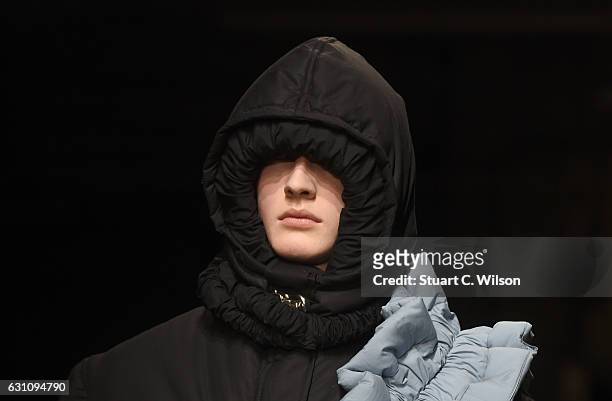 Headware detail at the Craig Green show during London Fashion Week Men's January 2017 collections at on January 6, 2017 in London, England.